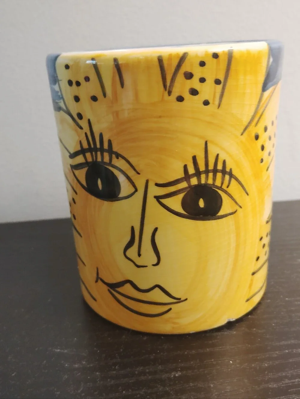 Pier 1 One Face Mug Italy Handpainted Sun Face